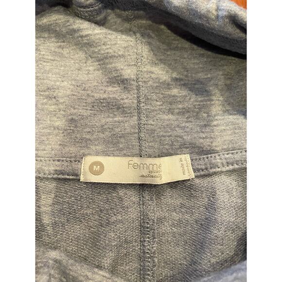 Femme Maternity Cowl‎ Neck Drawstring Heathered Blue Pullover Top Side Ruching - Picture 5 of 6